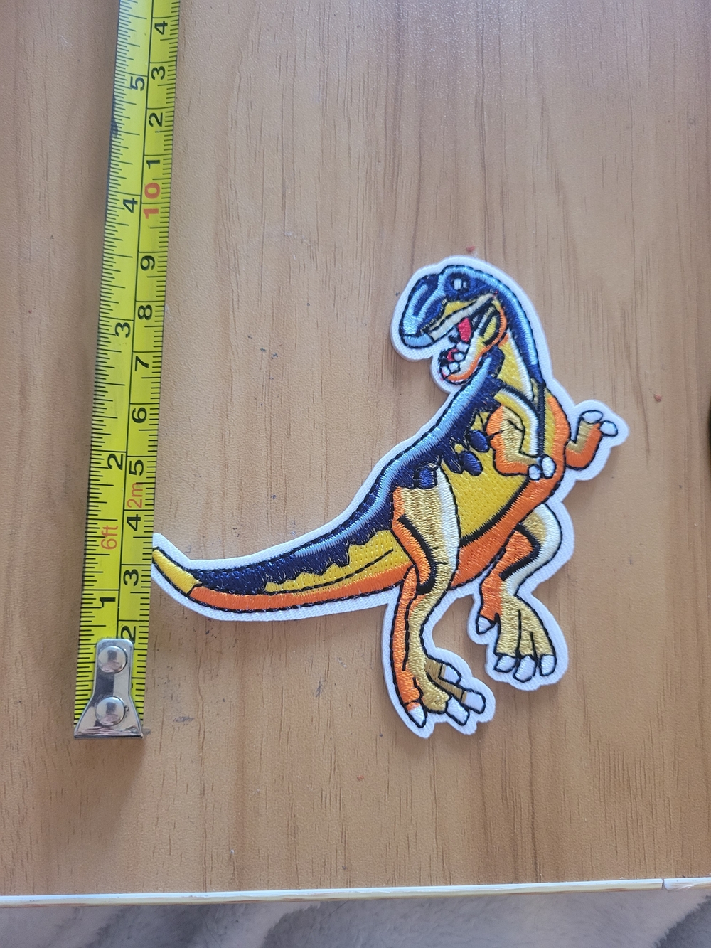 🎃BUY 2 GET 1 FREE🎃Colorful Orange & Blue Dinosaur Embroidered Patch